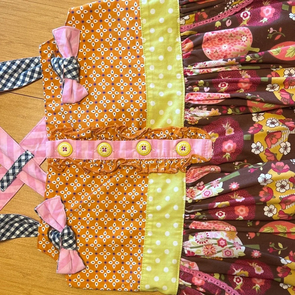 EUC MATILDA JANE TWO PIECE outfit. Colorful Kids Dress with Leggings.